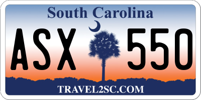 SC license plate ASX550