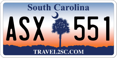SC license plate ASX551