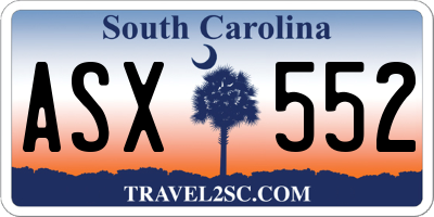 SC license plate ASX552