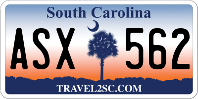 SC license plate ASX562