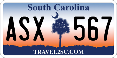 SC license plate ASX567