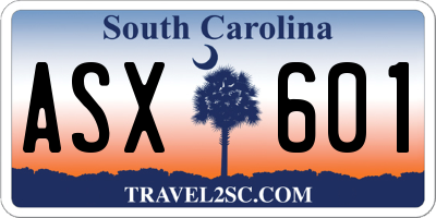 SC license plate ASX601