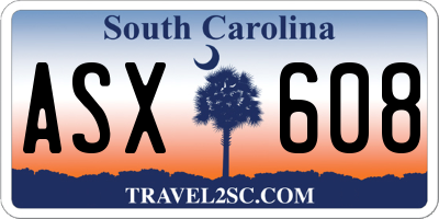 SC license plate ASX608