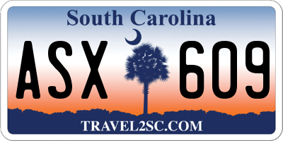 SC license plate ASX609