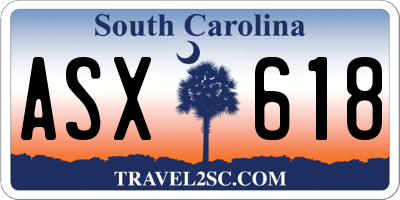 SC license plate ASX618