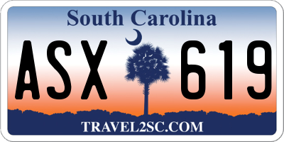 SC license plate ASX619