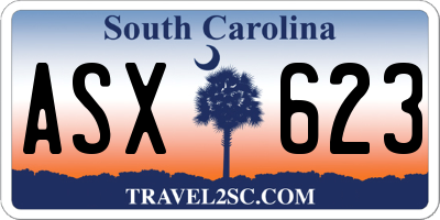 SC license plate ASX623