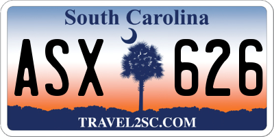 SC license plate ASX626