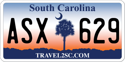 SC license plate ASX629