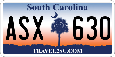 SC license plate ASX630