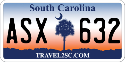 SC license plate ASX632
