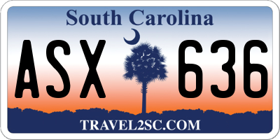 SC license plate ASX636