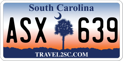 SC license plate ASX639