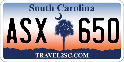 SC license plate ASX650