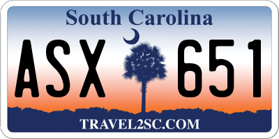 SC license plate ASX651