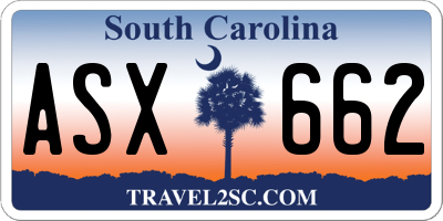 SC license plate ASX662