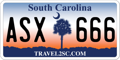 SC license plate ASX666