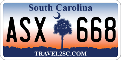 SC license plate ASX668