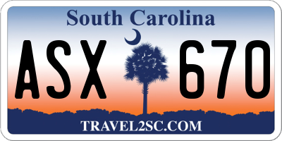 SC license plate ASX670
