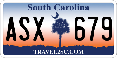 SC license plate ASX679
