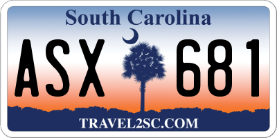 SC license plate ASX681