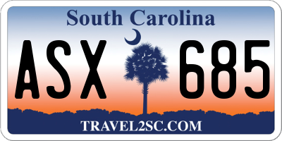 SC license plate ASX685