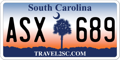 SC license plate ASX689