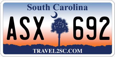 SC license plate ASX692