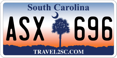 SC license plate ASX696