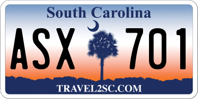 SC license plate ASX701