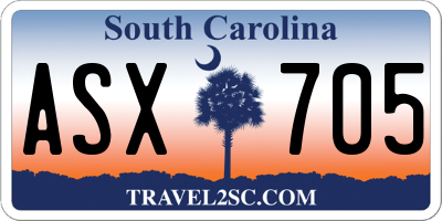 SC license plate ASX705