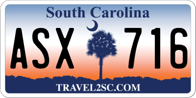 SC license plate ASX716