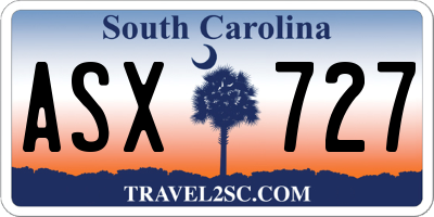 SC license plate ASX727