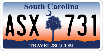 SC license plate ASX731