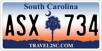 SC license plate ASX734