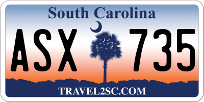 SC license plate ASX735