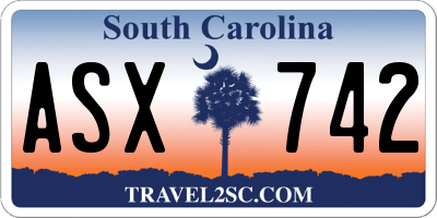 SC license plate ASX742