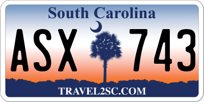 SC license plate ASX743