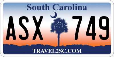 SC license plate ASX749