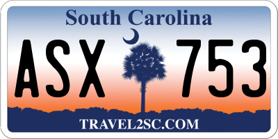SC license plate ASX753