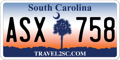 SC license plate ASX758