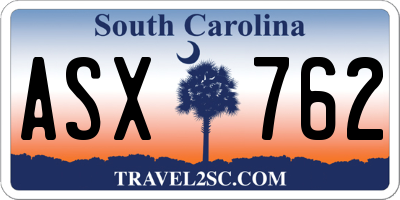 SC license plate ASX762