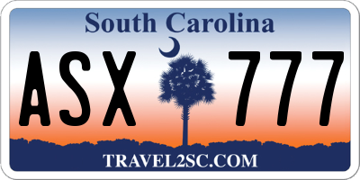 SC license plate ASX777