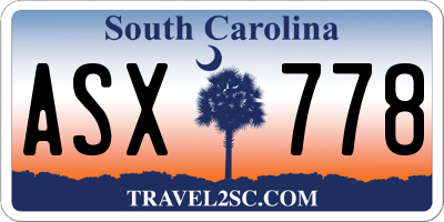 SC license plate ASX778