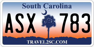 SC license plate ASX783