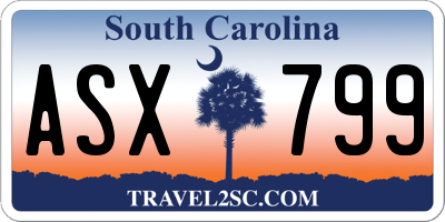 SC license plate ASX799