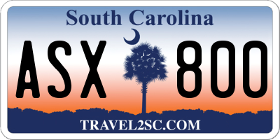 SC license plate ASX800