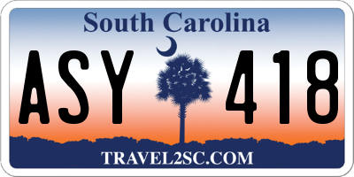 SC license plate ASY418