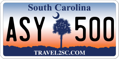 SC license plate ASY500