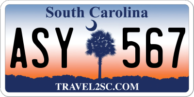 SC license plate ASY567